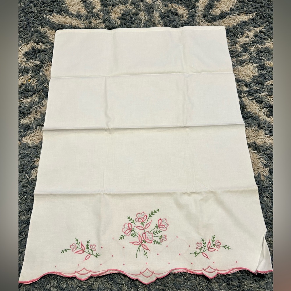 Floral Embroidered White Pillowcases